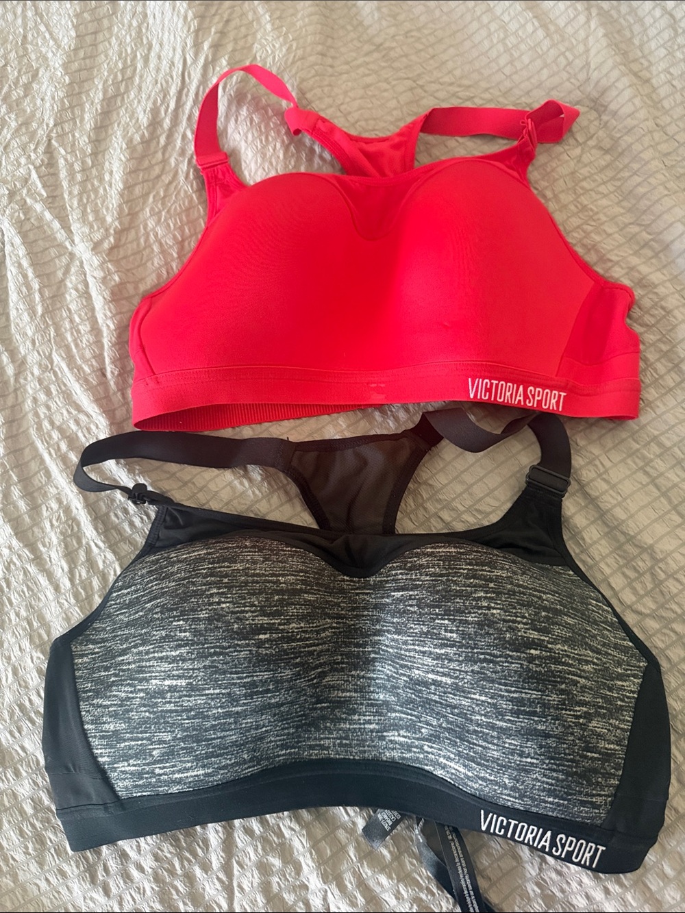 High-Support Sports Bra — Hot Pink and Heather Black